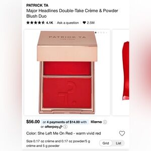 Patrick Ta Major Headlines Double-Take Crème & Powder Blush - She Left Me On Red
